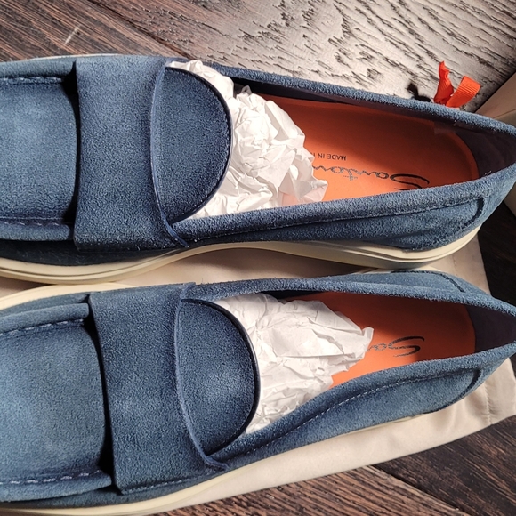 Santoni blue suede sneakers NWT size 10 us/9uk - Picture 3 of 9